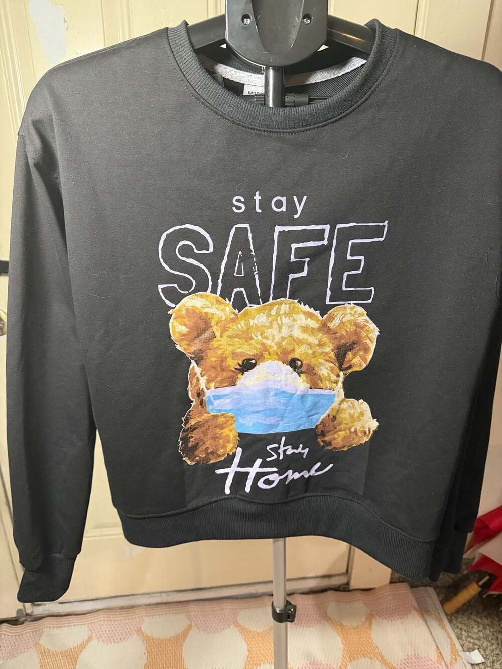 Moschino Couture Black Stay Safe Teddy Bear Sweatshirt